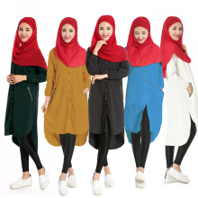 Factory supply simple plain women islamic shirt muslim dress dubai wholesale